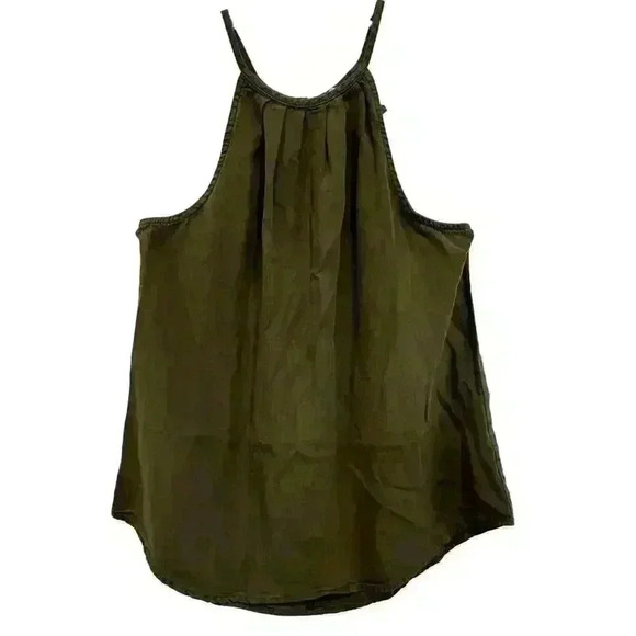 FRANCESCA HARPER NWT ARMY GREEN HALTER TANK WITH BUTTON KEY HOLE CLOSURE SMALL - Picture 1 of 12